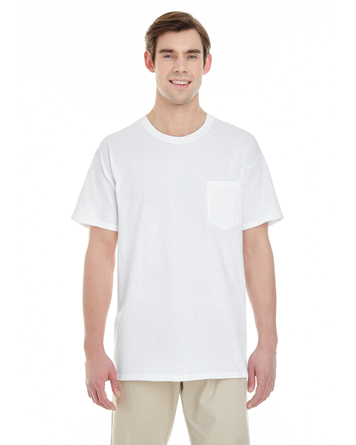 Gildan Mens Pocket T Shirt Heavy Cotton Short Sleeve Blank Tee Top Shirts G530